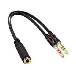 KNACK- Headset Splitter 3.5Mm Jack Dual Male Adapter Mic And Audio Headphone Gold - Thumbnail 1