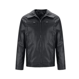 Maoxin Leather Jacket Men Men Zipper Pocket Artificial Leather Clothing Long Sleeves No Hat Fall And Winter Loose Coat Plus Size Jackets for Men Black XL - Thumbnail 3