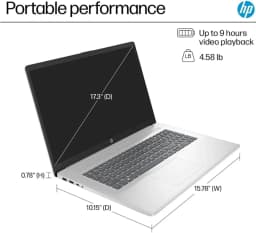 HP 17 inch Business Laptop - AMD Ryzen 5 7430U, 17.3" FHD IPS Display, Webcam, Wi-Fi 6, 16GB RAM + 1TB SSD - Thumbnail 6