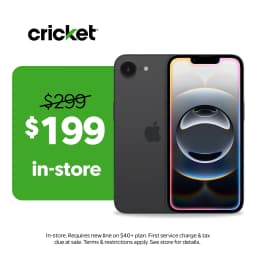 Cricket Wireless Apple iPhone 16e 8GB RAM (Prepaid), Midnight - Thumbnail 1
