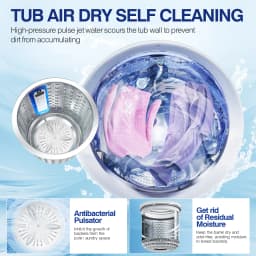 GGTB Portable Washing Machine for Apartments, 20 lbs Full Automatic Clothes Washer Machine,1.9 Cu.ft Top Load Washer with 10 Wash Programs/8 Water - Thumbnail 5
