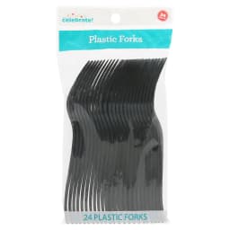 24 Count Black Disposable Plastic Forks by Way To Celebrate - Thumbnail 2