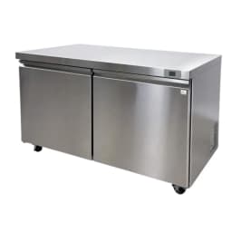 Cooler Depot 61 inch 14.1 cu.ft, 38" heigh Commercial Undercounter Freezer, 2 Solid Doors, Stainless steel exterior, NSF certified - Thumbnail 9