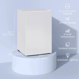 Resenkos 4.5 Cu.Ft Mini Fridge, Single Door Refrigerator with Freezer, Wheels, Adjustable Thermostat, Reversible Door, White - Thumbnail 8