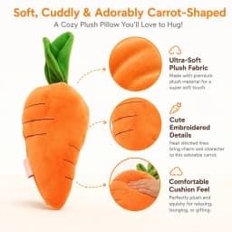 Large Soft Plush Carrot Pillow for Easter Pillows, Soothing Interactive Pet Chew Easter Toys, Durable Plush Carrot Toy for Puppy Kitten, Cuddly Pet - Thumbnail 4