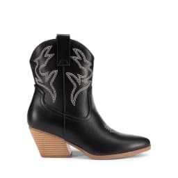 DREAM PAIRS Women's Cowboy Cowgirl Boots Embroidered Stitched Short Western Boots Low Chunky Heel Pointed Toe Ankle Booties - Thumbnail 2