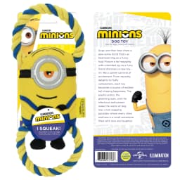 Multipet Minions Stuart Plush and Rope Tug Dog Toy with Squeaker and Crinkle, Small - Thumbnail 2