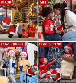 DolliBu Santa Grey Goat Stuffed Animal Plush Toy - Super Soft Farm Animal Dress Up with Red Santa Claus Outfit, Cute Farm Life Animal Goat Gift - Thumbnail 3