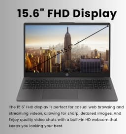 HP 255 G10 15.6" FHD Business Laptop, AMD Ryzen 7 7730U, Wi-Fi 6, 16GB RAM,1TB PCIe, Windows 11 Pro - Thumbnail 3