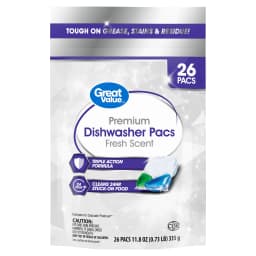 Great Value Premium Dishwasher Pacs, Fresh Scent, 26 Count - Thumbnail 1
