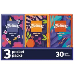 Kleenex On-The-Go Facial Tissues, 3 On-The-Go Packs, 10 Tissues per Pack, 3-Ply - Thumbnail 1