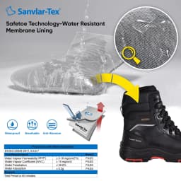 SAFETOE Men's Waterproof Cow Leather Safety Boot 8-inch Composite Toe Work Boots Insulated Winter Snow Boots ASTM F2413-18 I/75 C/75 S7 PR SD - Thumbnail 3