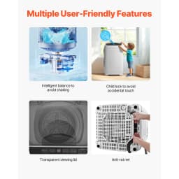 KFFKFF Portable Washing Machine, Compact Washer 1.3 cu.ft with LED Display, Stainless Steel Drum, 8 Wash Programs & 6 Adjustable Water Levels, Ideal - Thumbnail 6