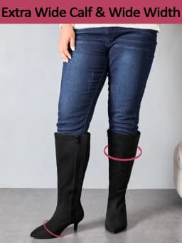Women's Extra Wide Calf Knee High Boots Stiletto Heeled True Wide Width Plus Size Knee-High Boot Comfort Pointed Toe Tall Long Boots for Women. - Thumbnail 4