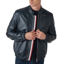 Men's Stylish Black 100% Genuine Lambskin Leather Lightweight Soft Satin lining Jackets for Men - L Size - Thumbnail 1