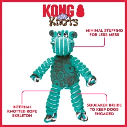 KONG® Floppy Knots Squeaker Dog Toy, Hippo, Medium/Large - Thumbnail 2