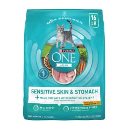 Purina ONE Plus, Sensitive Skin & Stomach, Dry Cat Food, Turkey, 16 lb Bag - Thumbnail 1