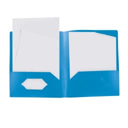 NXUJEUG 2-Pocket Folders, Plastic Folders with Pockets, 1 Pack Heavy Duty Pockets Folder for Document, Letter Size File Folder, Blue - Thumbnail 1