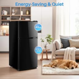 TINKLE WELL 3.2 Cu.ft Mini Fridge with Freezer, Compact Dual-Door Refrigerator for Bedroom, Dorm & Office, Black - Thumbnail 7