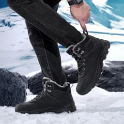 MeMoride Mens Snow Boots Waterproof Warm Faux Fur Lined Ankle Booties Non-slip Winter Hiking Boots for Men - Thumbnail 6