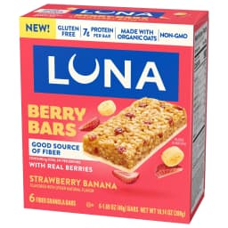 LUNA Berry Bars Strawberry Banana Flavor Fiber Granola Bars, Gluten Free Protein Bars, 6ct - Thumbnail 10