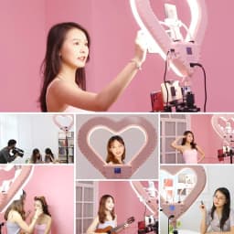 20'' Ring Light Live Streaming Selfie Heart Shaped professional &wireless remote - Thumbnail 12