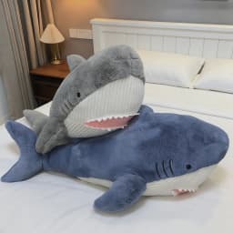 14 Inch Soft Shark Animal Plush Toy Comfortable Stuffed Doll for Car Decor and Holiday Gifting Grey with Detailed Embroidery - Thumbnail 1