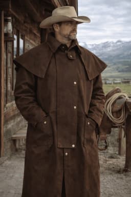 3XL Mens Oilskin Western Australian Waterproof Duster Coat Jacket 23101BR - Thumbnail 2