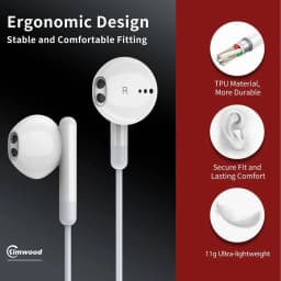 RHEA- Kimwood Wired Earbuds Professional Sound Quality Ergonomic Design Hd Microphone - Thumbnail 2