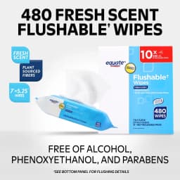 Equate Flushable Wet Wipes, Fresh Scent, 10 Pack, 480 Wipes Total - Thumbnail 4
