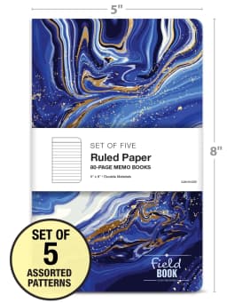 5 x 8 Field Book Set - Line Text / Combo Marble Covers - Thumbnail 3