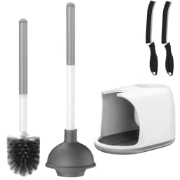 AVOXEZOR Toilet Brush and Plunger Set, Toilet Plungers for Bathroom Heavy Duty Toilet Bowl Brush and Holder Hidden Toilet Plunger and Brush Set - Thumbnail 1