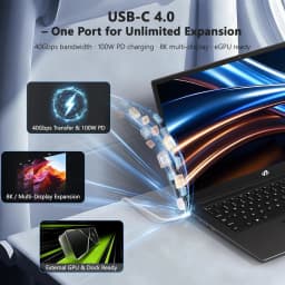 17.3" FHD 144Hz AI Laptop 16GB RAM 1TB SSD AMD Ryzen AI 370 (50 TOPS NPU) with Radeon 890M GPU-100W PD USB 4.0 eGPU - Thumbnail 5
