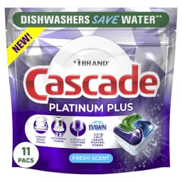 Cascade Platinum Plus Dishwasher Detergent Pacs, Fresh, 11 Count - Thumbnail 1