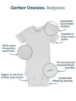 Gerber Baby Boy or Girl Neutral White Short Sleeve Cotton Onesies, 4-Pack, Sizes Newborn - 24 Months - Thumbnail 13