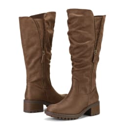 Pennysue Women's Knee High Boots Brown 2 Inch Side Zipper Boots 7.5M - Thumbnail 3