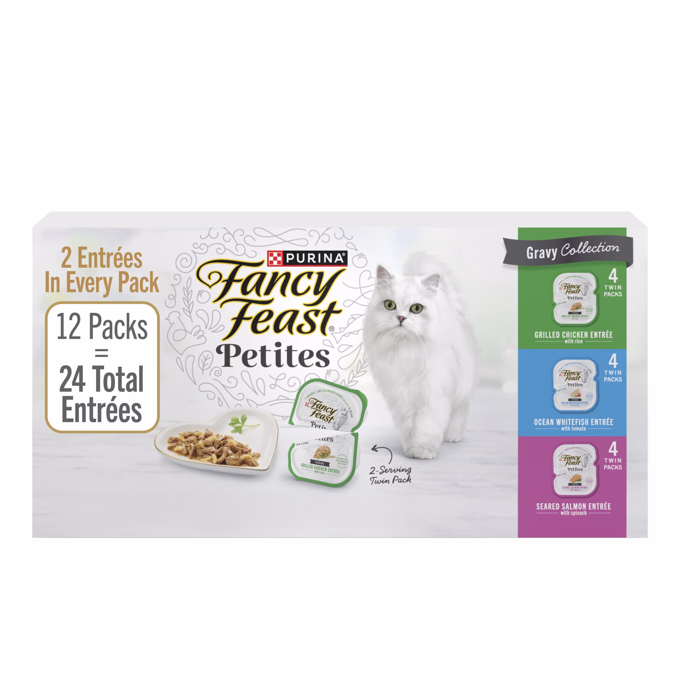 Purina Fancy Feast Petites Kitten Food, Wet Cat Food, Gravy Collections, 24 Entrees, 1.4 oz Tubs