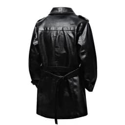 Qulqfy Fall Jackets for Men Motorcycle Leather Long Sleeve Biker Black Fashion Belted Vintage Button Down Trench Coats Mens Coats XL - Thumbnail 5