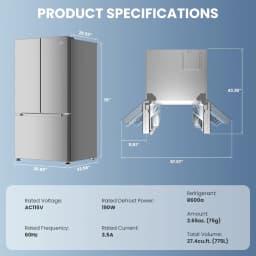 ICYBER BOOM 27.4 cu ft French Door Refrigerator, Full Size with Freezer, Auto Defrost, Ice Maker & Water Filter, Dual Zone, Stainless Steel - Thumbnail 5