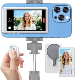 Vlog Selfie Monitor Screen Compatible with Phone, Magnetic Wireless Rear Camera Phone Monitor with 164FT Range, Live Streaming (White) - Thumbnail 1