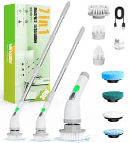 LOHEER Electric Spin Scrubber, Cordless Bathroom Scrubber Cleaning Brush for Floor, Bathtub, Kitchen - Thumbnail 1