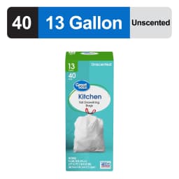 Great Value Tall Kitchen Trash Bags, 13 gal, Drawstring, Unscented, 40 Bags - Thumbnail 2