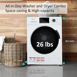 Smad Washer and Dryer Combo 24" 2.7 Cu ft 26 lbs Ventless LED Display 16 Wash Cycles - Thumbnail 4