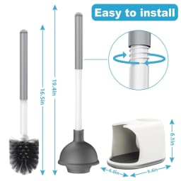 AVOXEZOR Toilet Brush and Plunger Set, Toilet Plungers for Bathroom Heavy Duty Toilet Bowl Brush and Holder Hidden Toilet Plunger and Brush Set - Thumbnail 5