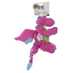 goDog Dragons Squeaky Plush Dog Toy, Chew Guard Technology, Pink, Large - Thumbnail 7