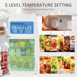 Resenkos 3.2 Cu.Ft Mini Fridge with Freezer, Shelf and Reversible Door for Bedroom, Dorm, Home Office, Energy Efficient, White - Thumbnail 4