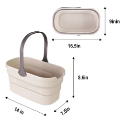 Eyliden Collapsible Plastic Bucket with Handle Grip for Mop Cleaning Washing Fit Sponge, Flat, Cotton Mop, Beige Color - Thumbnail 1