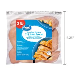 Great Value All Natural Boneless Skinless Chicken Breasts, 3 lb (Frozen) - Thumbnail 10