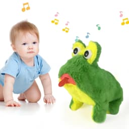 BAELLERT Electric Plush Frog Toy with Sound Movable Tongue Interactive Walking Animal Plushie Musical Stuffed Doll Kids Boys Girls Birthday Gift - Thumbnail 2