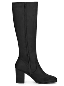BLISSFUL STEP Women's Knee High Boots Side Zipper Faux Suede Block Chunky Heels Black 8 - Thumbnail 3